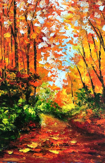 Autumn Trail Palette-Knife Painting