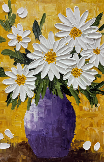 Vase of Daisies Palette-Knife Painting Workshop